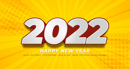 Happy new year 2022 3d text editable style effect template