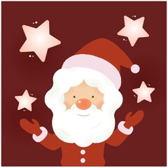 星をバックに両手を広げるサンタクロース