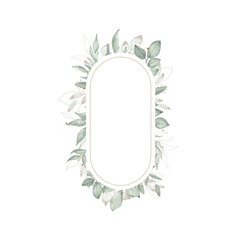 Green and gold spring creative floral watercolor frame