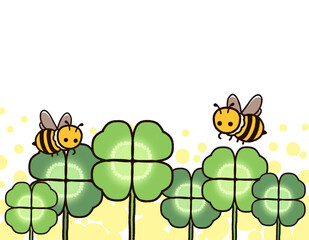 かわいいミツバチとクローバー
