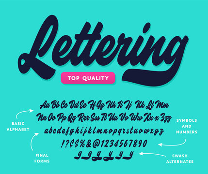 Hand written brush script lettering font