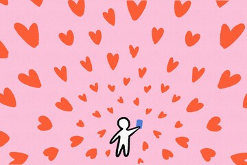 Person posting a selfie on social media and receiving likes