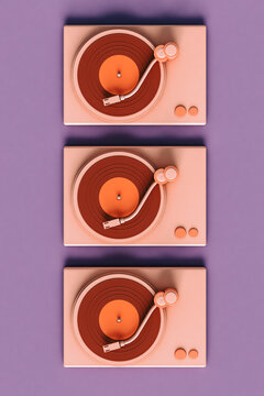 top-down view of Vinyl players. 3d render