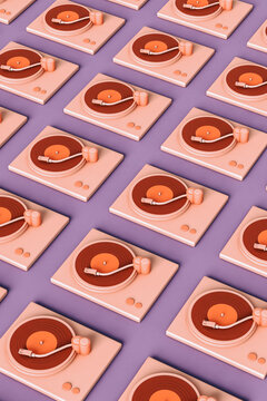 vertical pattern of vintage Vinyl players