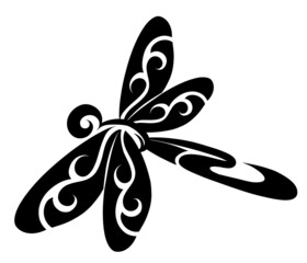 Silhouettes of dragonfly elegant tattoo
