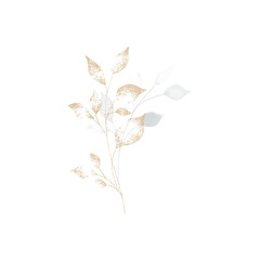 cold blue and gold creative floral watercolor composition 