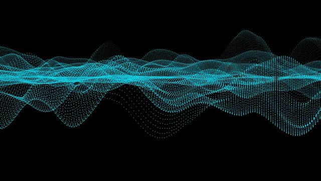 Abstract digital landscape with a field of electronic particles on a background of space. The concept of cyber, digital, parallel worlds and artificial intelligence.