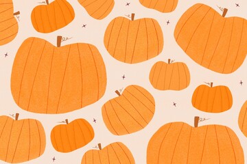 Orange pumpkins autumn pattern illustration