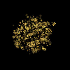 Falling Snow flakes golden pattern Holiday Vector