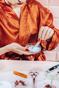 Cosmetics/Female using cosmetic preparations
