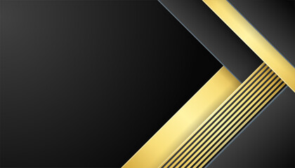 Black gold background. Modern luxury black and gold frame abstract background with shiny lines. Suit for business and corporate