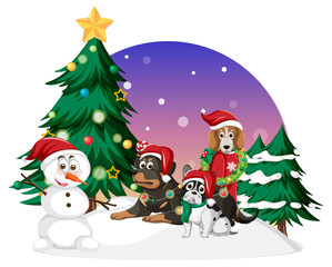 Happy animals in Christmas theme