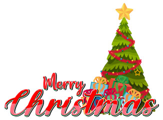 Fototapeta na wymiar Merry Christmas logo banner with Christmas tree