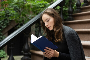 Reading a book outside