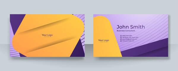 Modern orange and purple business card design template. Elegant professional creative and clean business card template with corporate identity concept. Vector illustration