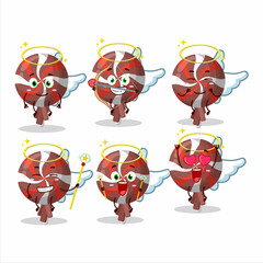 Red twirl lolipop wrapped cartoon designs as a cute angel character