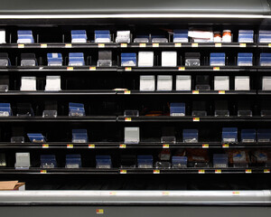 Empty Meat Store Shelves