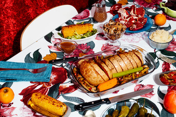 roasted squash in a vegetarian thanksgiving dinner