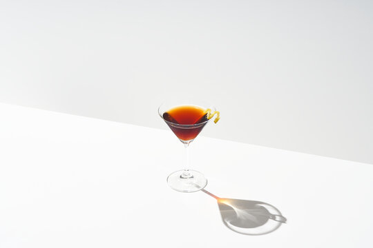 Glass of Martinez cocktail