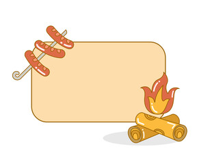 blank note board with campfire vector illustration