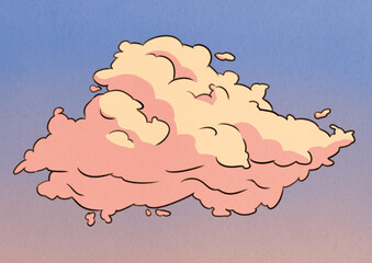 Single cumulus cloud at sunset