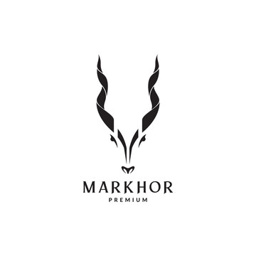 markhor head horn mascot logo symbol icon vector graphic design illustration idea creative