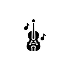 contrabass icon designed in solid black style and glyph style in musical instrument icon category