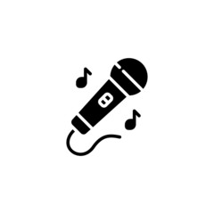 vocal mic icon designed in solid black style and glyph style in musical instrument icon category