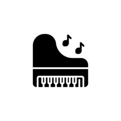 classical piano icon designed in solid black style and glyph style in musical instrument icon category