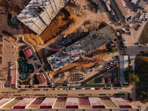 aerial view of a condominium construction site