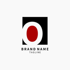 Initial Letter O Logo Monogram , Black and Red Isolated on Grey Background, Minimalist Symbol,Emblem, Sign Vector Design