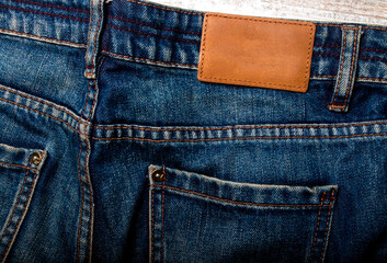 Blue Jeans Pant With Leather Blank Label
