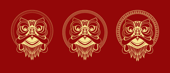 online chinese dragon mascot vector design gold design with ornament as chinese new year 