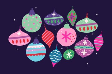 Christmas tree ball ornaments illustration
