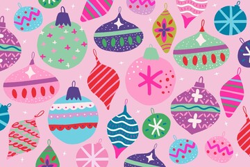 Christmas tree ball ornaments illustration