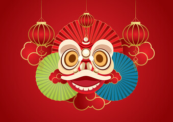 chinese chinese dragon and chinese chinese umbrella vector background design 