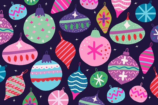 Christmas tree ball ornaments illustration