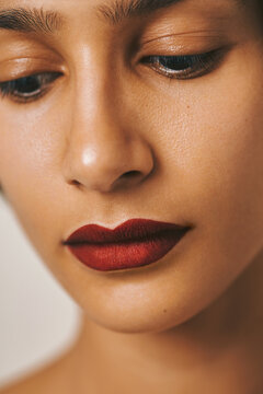 Close-up of woman looking down