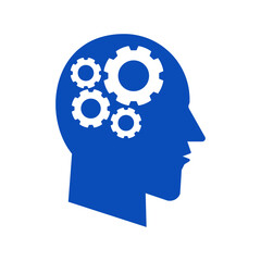 Illustration of a mechanical head silhouette. Icon. vector