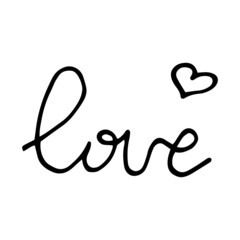 love text hand drawn doodle. vector, scandinavian, nordic, minimalism. card, icon, sticker. love, wedding, valentine day, lettering, romance.