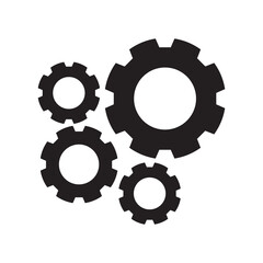 Illustration of mechanical gears silhouette. Icon. vector