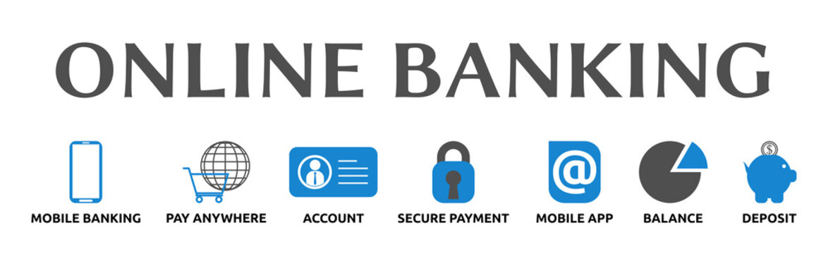 Illustration zum Thema: "Online Banking". Isoliert freigestellt vor wei&szlig;em Hintergrund.