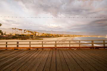 Mountain and Beach Views on beautiful sky before rain