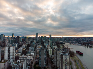 Vancouver city with sunrise cloudy sky backgrounds