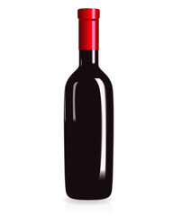 Bottle of red wine isolated on a white background