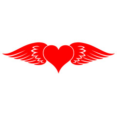 Illustration heart with wings. Template for Valentine's day on a white background.