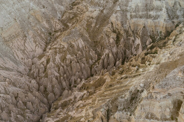 Top view on mountain volcanic origin rocky texture