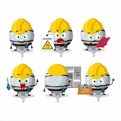 Professional Lineman white lolipop wrapped cartoon character with tools