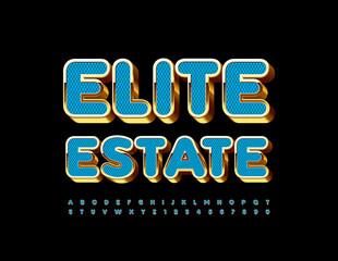 Vector chic Sign Elite Estate. Luxury 3D Font. Premium Alphabet Letters and Numbers set