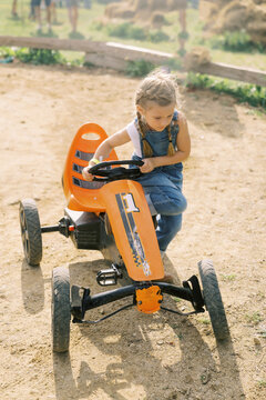 farm girl on go kart